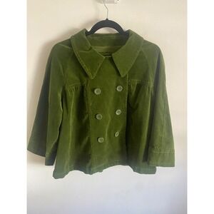 LAL Double Breasted Corduroy Cropped Jacket Green XL